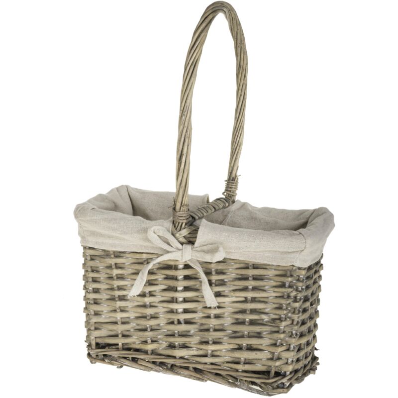 Set 2 Porta Bottiglie in Vimini con Manico h 40 cm...