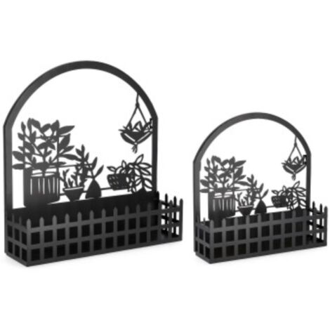 Set 2 Porta Fiore Rosangela Piantine Nero per uso interno ed esterno.