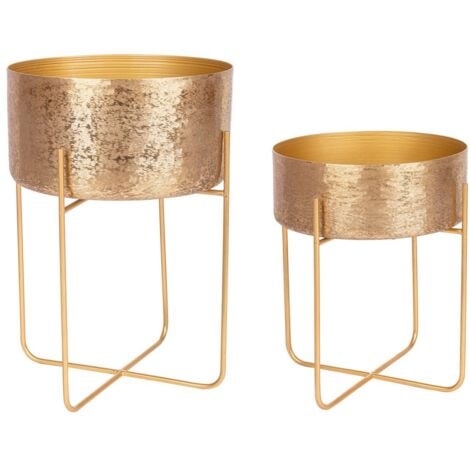 Set 2 porta vaso oro in alluminio stile classico