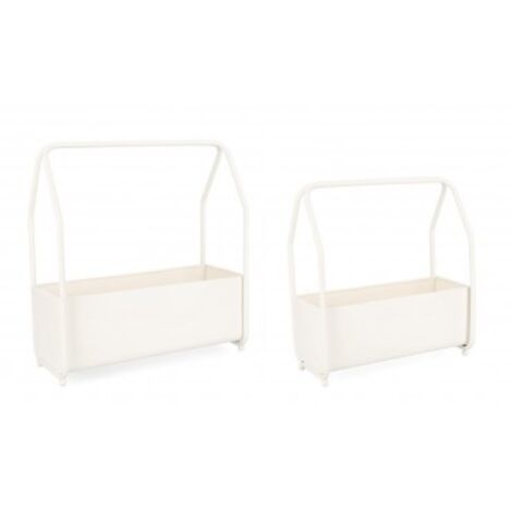 Set 2 PortaFiore Keyra Rettangolare Bianco per uso interno ed esterno.