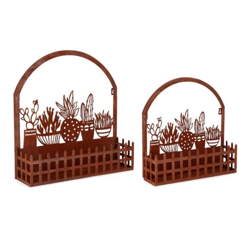 Set 2 PortaFiore "Rosemary" Cactus ruggine in acciaio per uso esterno
