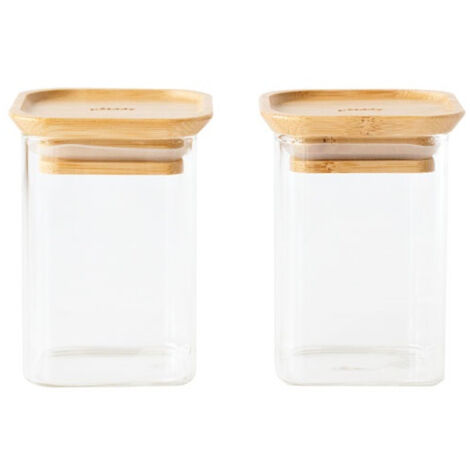 Set 2 Pots Conservation Carrés Bambou Pebbly Conservation Hermétique Bambou Carré - Pebbly
