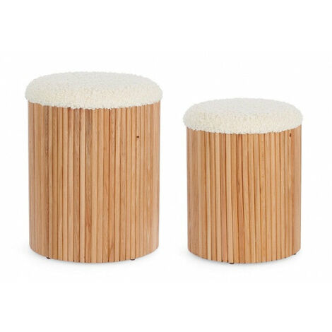 Set 2 Pouf Contenitore Cozy Japandi in Tessuto
