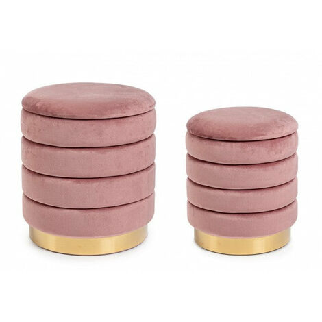 Set 2 Pouf Contenitore Darina Rosa Antico in Legno