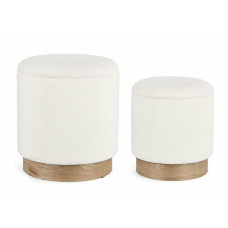 Set 2 Pouf Contenitore Zoya Bianco