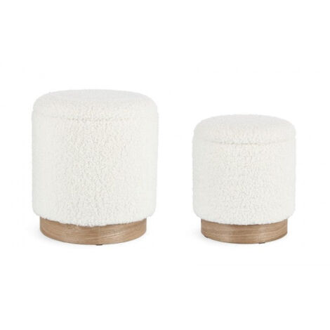 Set 2 Pouf Contenitore Zoya in Bouclè