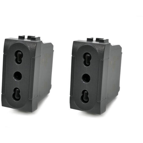 Set 2 Presa bipasso bivalente 10-16A compatibile living light international air prese modulo cassetta 503 nero