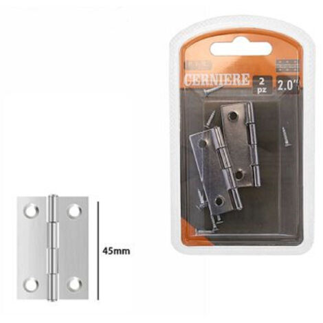 Set 2 Pz Cerniere For Furnitures Armadi Ante 45 Mm Silver Viti 69032