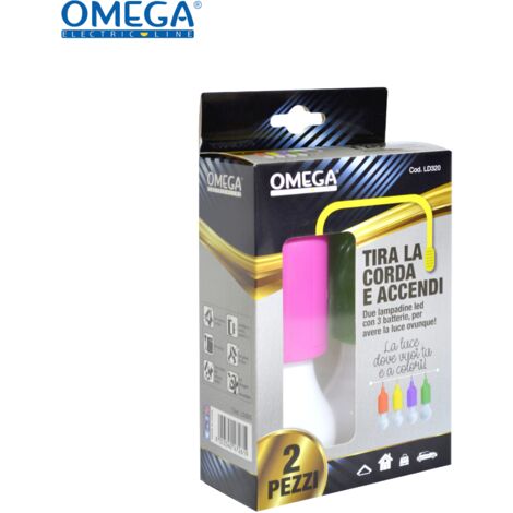 SET 2 PZ LAMPADA PORTATILE A BATTERIA, CON CORDINO PER ACCENSIONE (0,5W