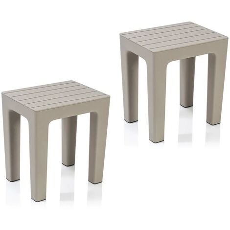 Set 2 pz Lello lo sgabello multiuso tortora ad alta resistenza effetto legno