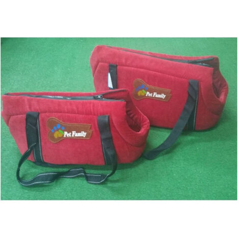 Set 2 Pz. Sacs De Voyage En Velours Rouge Chien Chat Croissance S M 38x22x22 - 44x27x26 Pet Family