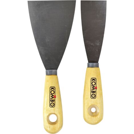 Set 2 Pz spatola in acciaio con manico in legno, larghezza:70