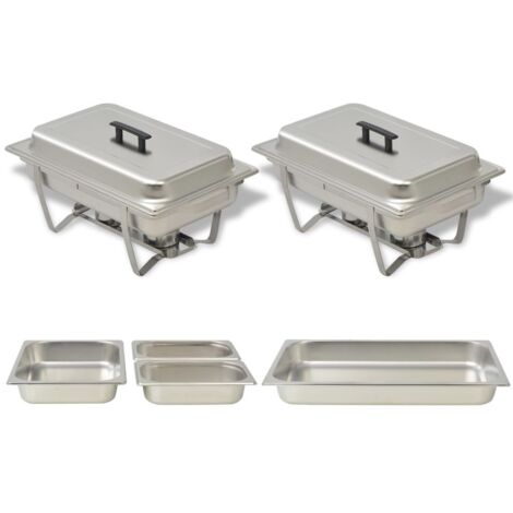 Set 2 pz Teglie Scaldavivande in Acciaio Inossidabile vidaXL