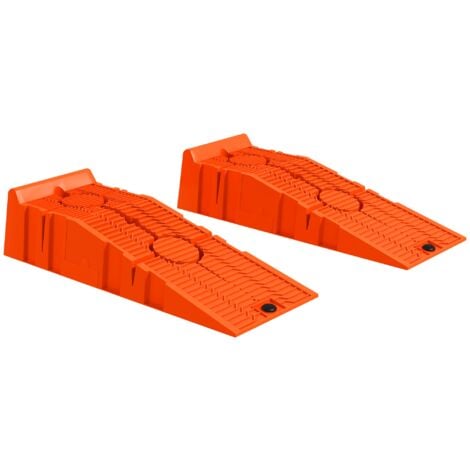 Set 2 Rampe per Auto 91x30x21 cm con Carico Massimo 5 Tonnellate in Plastica Arancione