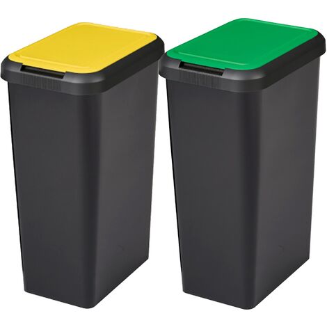 Set 2 Raples Touch & Souetch 90 litres Couleur noire avec capuchon jaune / vert