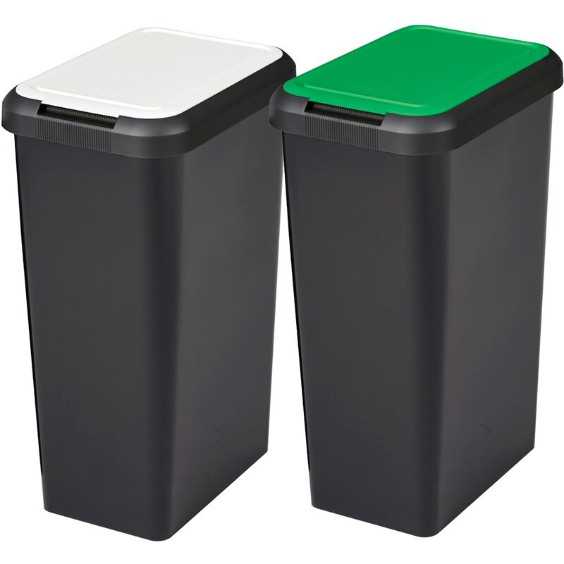 Set 2 Raples Touch & Souetch 90 litres Noir avec Capuchon blanc / vert