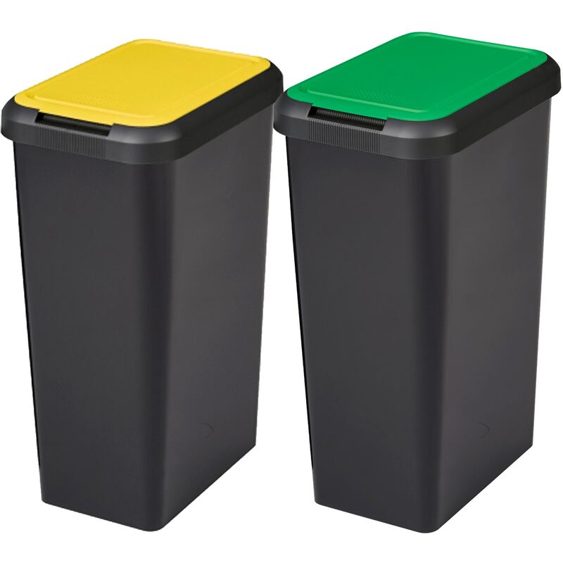 Set 2 Raples Touch & Souetch 90 litres Couleur noire avec capuchon jaune / vert