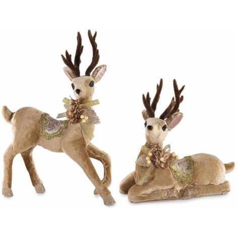 Set 2 Renne Natalizie in Velluto - Decorazione per Casa, Vetrine, Negozi