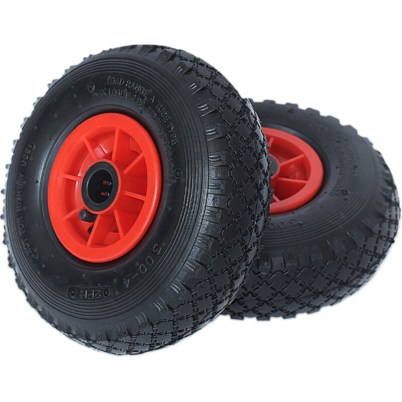 Set 2 Ruote Pneumatiche Per Carrello 26 Cm Gomma 3.00 4 Ricambio Ru...
