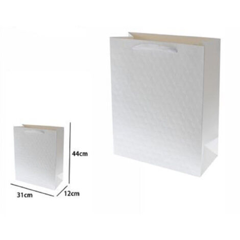 Set 2 Sacs Enveloppes Cadeau Du Magasin Blanc Gravé à La Main Tissu 44x31x12cm 69925