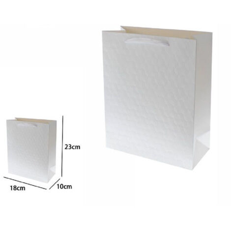 Set 2 Sacs Enveloppes Cadeau Du Magasin Blanc Gravé Manche Tissu 23x18x10cm 69923