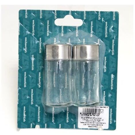 Set 2 Sale e pepe in vetro con tappo in acciaio inox