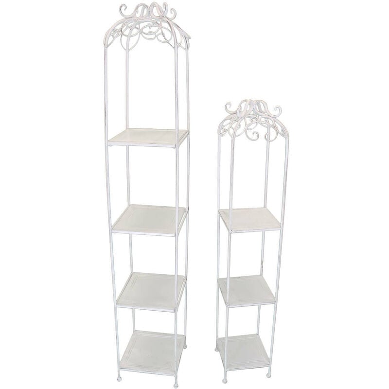 Homeness - Set 2 Scaffali 4 e 3 ripiani in alluminio bianco antico Giada