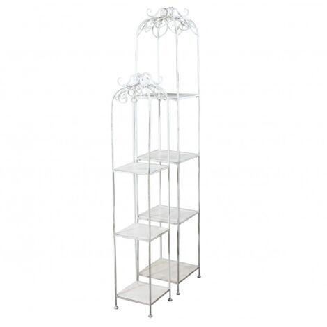 Set 2 Scaffali 4 e 3 ripiani in alluminio bianco antico Giada