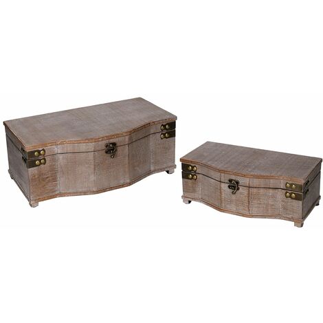 Set 2 Scatole in Legno marrone rettangolare