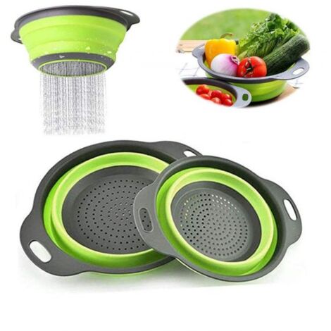 Set 2 scolapasta cestello in silicone pieghevole ripiegabile multiuso 29.5 cm 67647