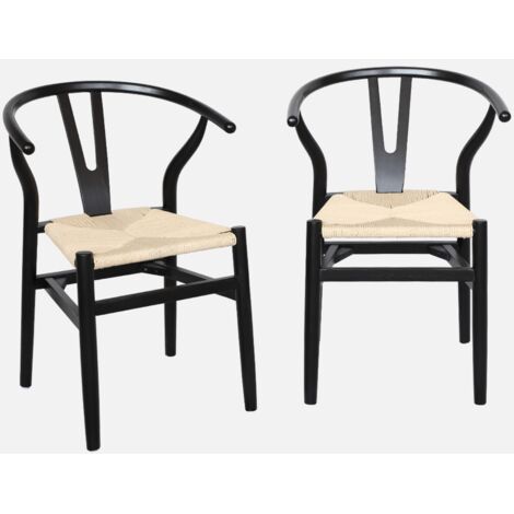 Set 2 sede in legno con seduta in corda