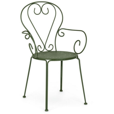 Set 2 Sedia in Acciaio E-coating e finitura opaca Verde Scuro