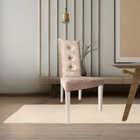 Set 2 Sedia Montecarlo 3 bottoni velluto colore tortora