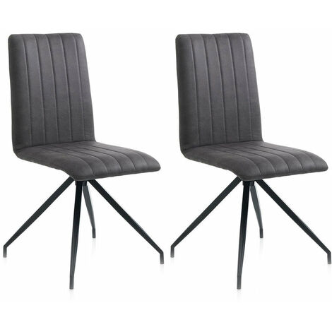 Set 2 Sedie 44x50x90,5 cm in Similpelle Grigio