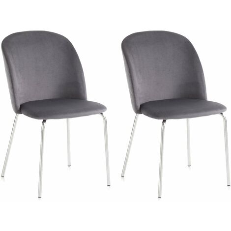 Set 2 Sedie 45x47x85 cm in Velluto Grigio