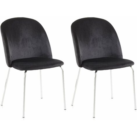 Set 2 Sedie 45x47x85 cm in Velluto Nero