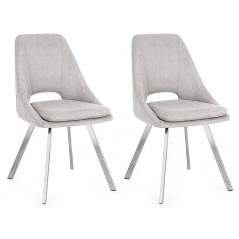 Set 2 Sedie 45x49,5x85 cm Kashar in Tessuto Grigio Chiaro