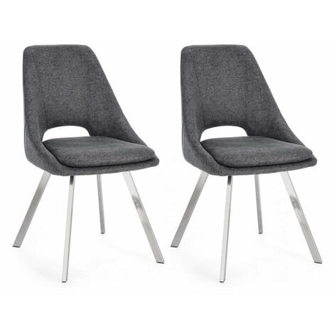 Set 2 Sedie 45x49,5x85 cm Kashar in Tessuto Grigio Scuro