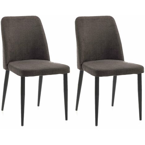 Set 2 Sedie 46x52x87 cm in Microfibra Marrone