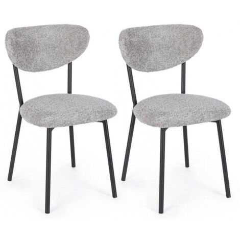 Set 2 Sedie 47x50x77,5 cm Ludmilla in Bouclè Grigio Chiaro