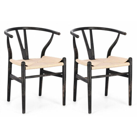 Set 2 Sedie 50x41x77 cm Artas in Legno Nero e Naturale