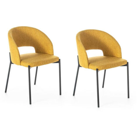 Set 2 Sedie 52x55,5xH78,5 cm in Tessuto Greta Giallo