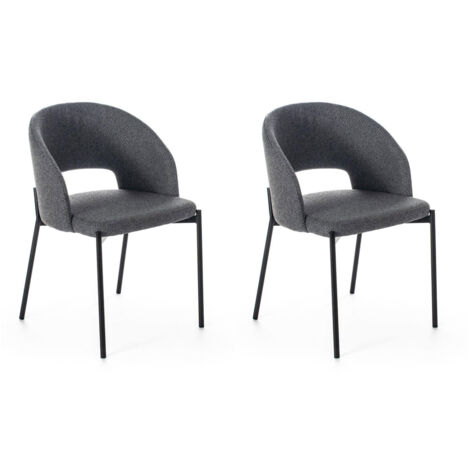 Set 2 Sedie 52x55,5xH78,5 cm in Tessuto Greta Grigio