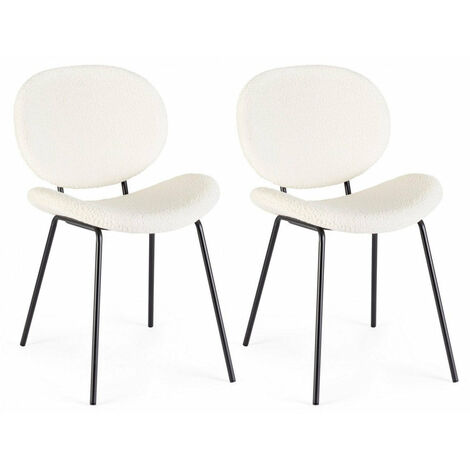 Set 2 Sedie 52x59,5x79,5 cm Maddie in Bouclè Bianco
