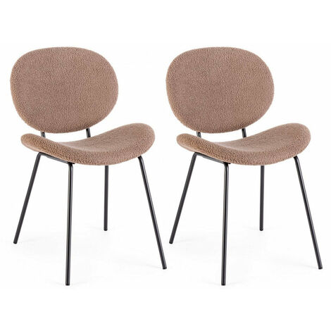 Set 2 Sedie 52x59,5x79,5 cm Maddie in Bouclè Marrone