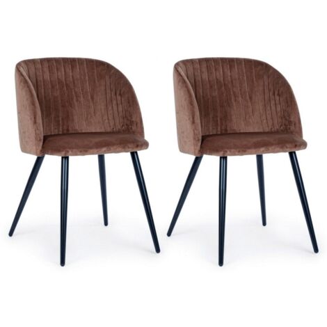 Set 2 Sedie 53x57x81,5 cm in Poliestere Effetto Velluto Ruggine