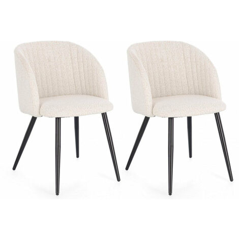 Set 2 Sedie 53x57x81,5 cm Queen in Bouclè Avorio