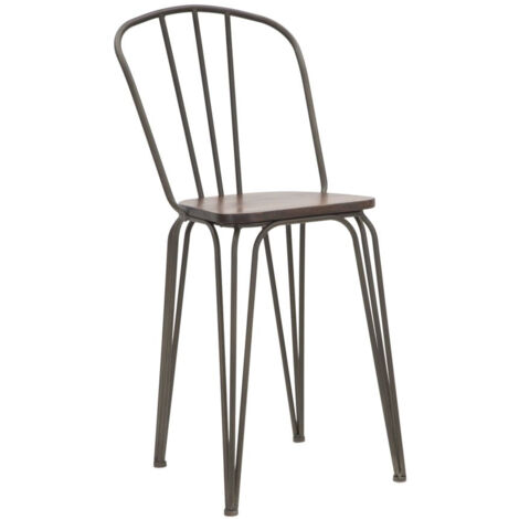 Set 2 Sedie 54x45x102 cm Bar Harlem in Ferro e Legno Grigio
