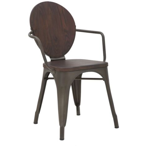 Set 2 Sedie 54x51x83 cm Harlem in Ferro e Legno Naturale e Grigio