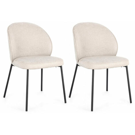 Set 2 Sedie 54x60x83 cm Wendy in Tessuto Nero e Beige